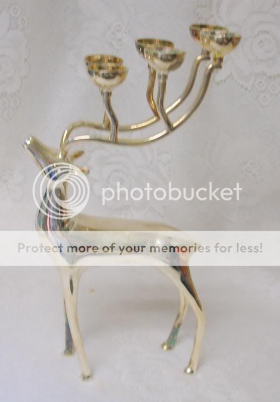 Vtg Godinger Silver Art Plated Xmas Rudolf Reindeer Candelabra Candle